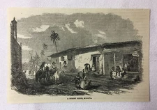 1880 magazine engraving~ A STREET SCENE, MASAYA Nicaragua