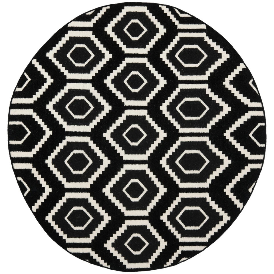 SAFAVIEH Dhurries DHU556L Handwoven Black / Ivory Rug - Image 4 of 4