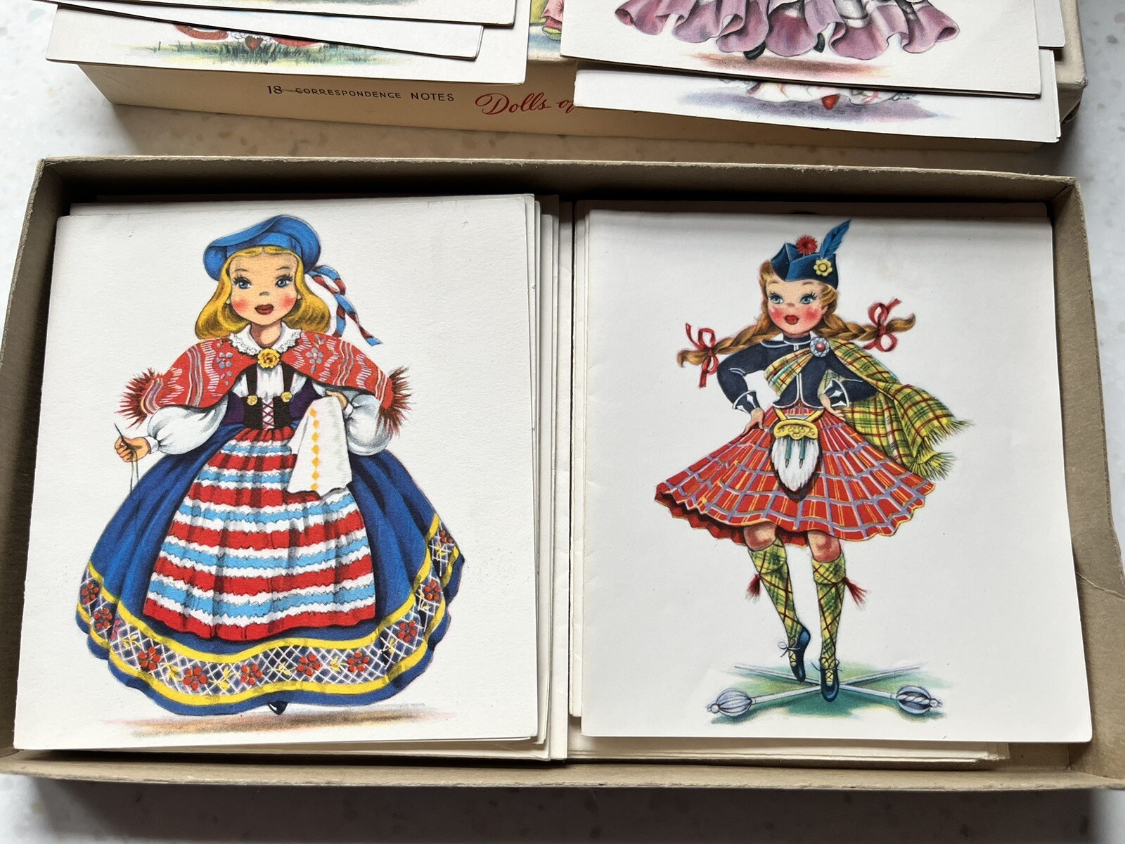 Vintage 1960s Dolls of the World Notecards Correspondence Cards
