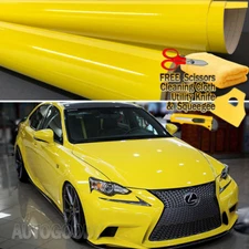 96" x 60" Super Gloss Yellow Vinyl Film Wrap Sticker Air Bubble Free 8ft x 5ft