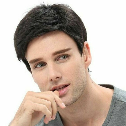 Handsome Mens Short Wig Party Natural Black Cosplay Layered Hair Wigs for Daily· - Picture 7 of 12
