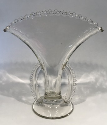 1930s Imperial Glass Candlewick Elegant Clear Double Handle Fan