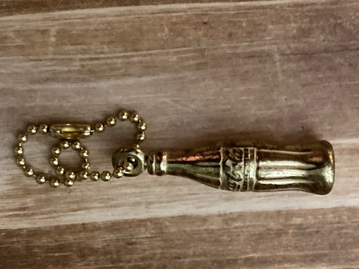 Vintage Coca-Cola Coke Miniature Gold Tone Metal Bottle Keychain