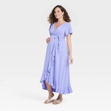 Flutter Short Sleeve Knit Maternity Dress Ingrid & Isabel Purple M