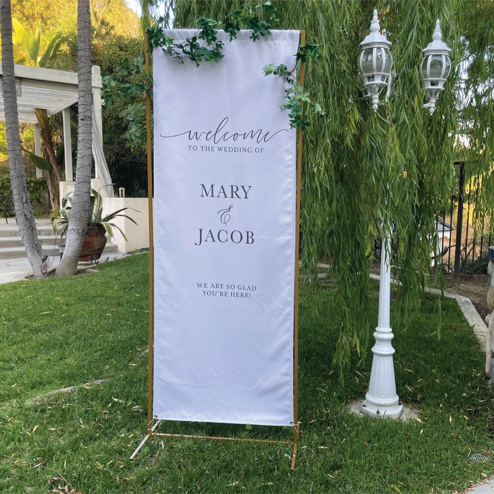 Custom Fabric Wedding Banner | Personalized Wedding Welcome Sign - Image 2 of 4