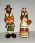 Thanksgiving Fall Pilgrims Man Woman Figurine Pumpkin Fruit Basket 11-12" — photo 1