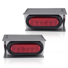 2Pcs Trailer Tail Light Kit Steel 6 Inch Oval Red LED 2 Inch Round Red LED Side