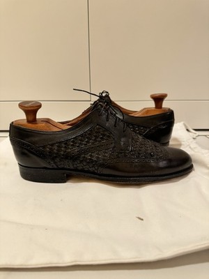 Steeple Gate Woven Leather Oxford Dress Shoes Men s Size 10 Made in Italy Black