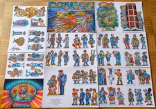Weihnachtskrippe Papier Pappe Krippe humoristisch uniformierte Figuren 64 Teile