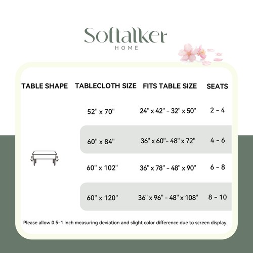 Spring Easter Tablecloth Rectangle - Waterproof Floral Pattern Decorative Sum... - Picture 6 of 7
