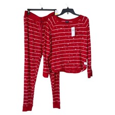 NWT Gap GapBody Women's Ribbed Red Printed Joy Jogger Pajama Set MEDIUM Holiday