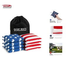 Cornhole Bags Set of 8 - Regulation Size Weight Bean Bags, Heavy Duty Doubl...