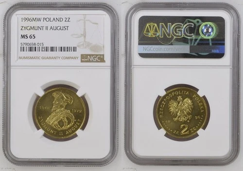Poland KM 306-Sigismund II. August 1996 MW in NGC MS 65 LM-152