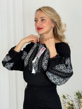 Handmade Chiffon Embroidered Blouse Ukrainian Vyshyvanka Style, Custom Sizes