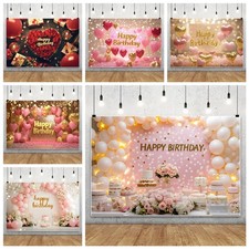 Rose Flower Balloon Flower Love Happy Birthday Backdrop Party Background Decor