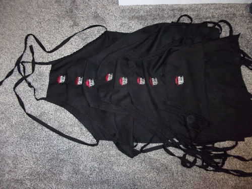 Pizza Hut Apron Employee Uniform Bib Black Embroidered Logo Pocket (Lot of 8)