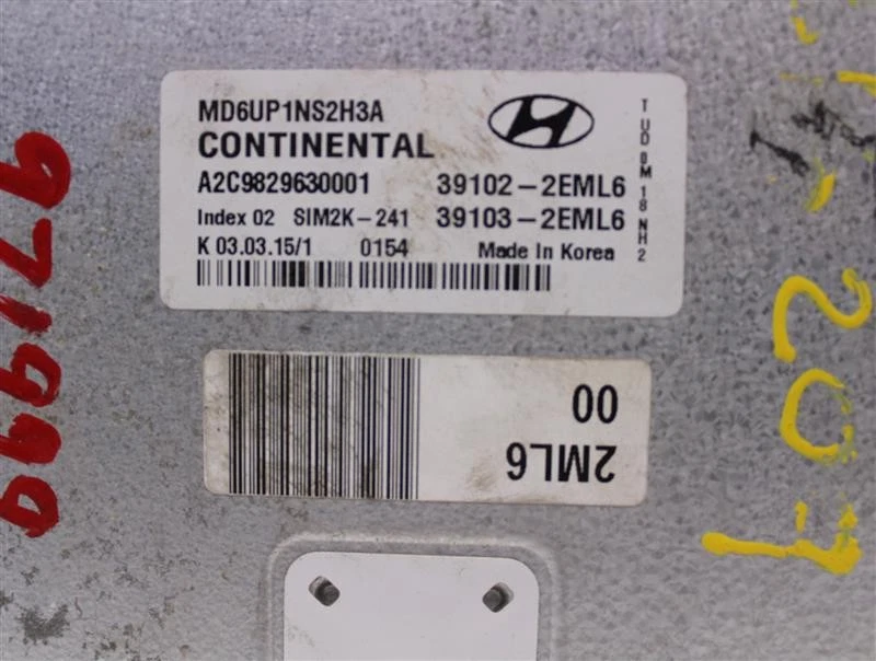 ORDENADOR ECU ECM HYUNDAI ELANTRA 2014 14 2015 15 2016 16 391032EML6 971999 Foto 4 de 4