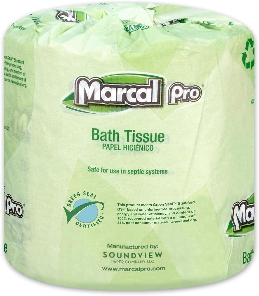 Marcal Pro Toilet Paper 100% Recycled - 2 Ply, White Bath Tissue, 242 
