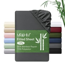 Queen Fitted Sheet Only, Rayon Derived from Bamboo Blend, Dark Grey