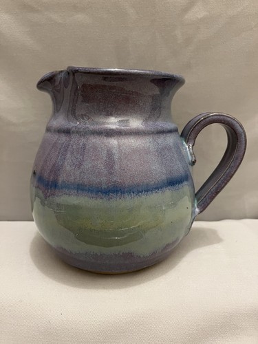 Hand Thrown Pottery Creamer/Pitcher/Speckled/Purple Blue/Green Studio Art