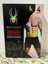 Spyder Boxer Briefs, Mens L, 4 pack bonded technology performance boxer briefs