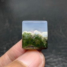 Tiny Scenic Moss Agate Cabochon 17x15x4.8mm High Quality 13.5 ct