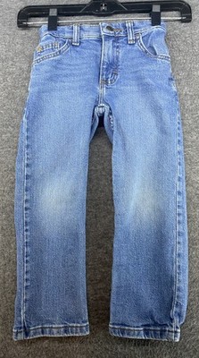 Wrangler Classic Straight Blue Jeans Boys Size 4 Regular Adjustable Waist
