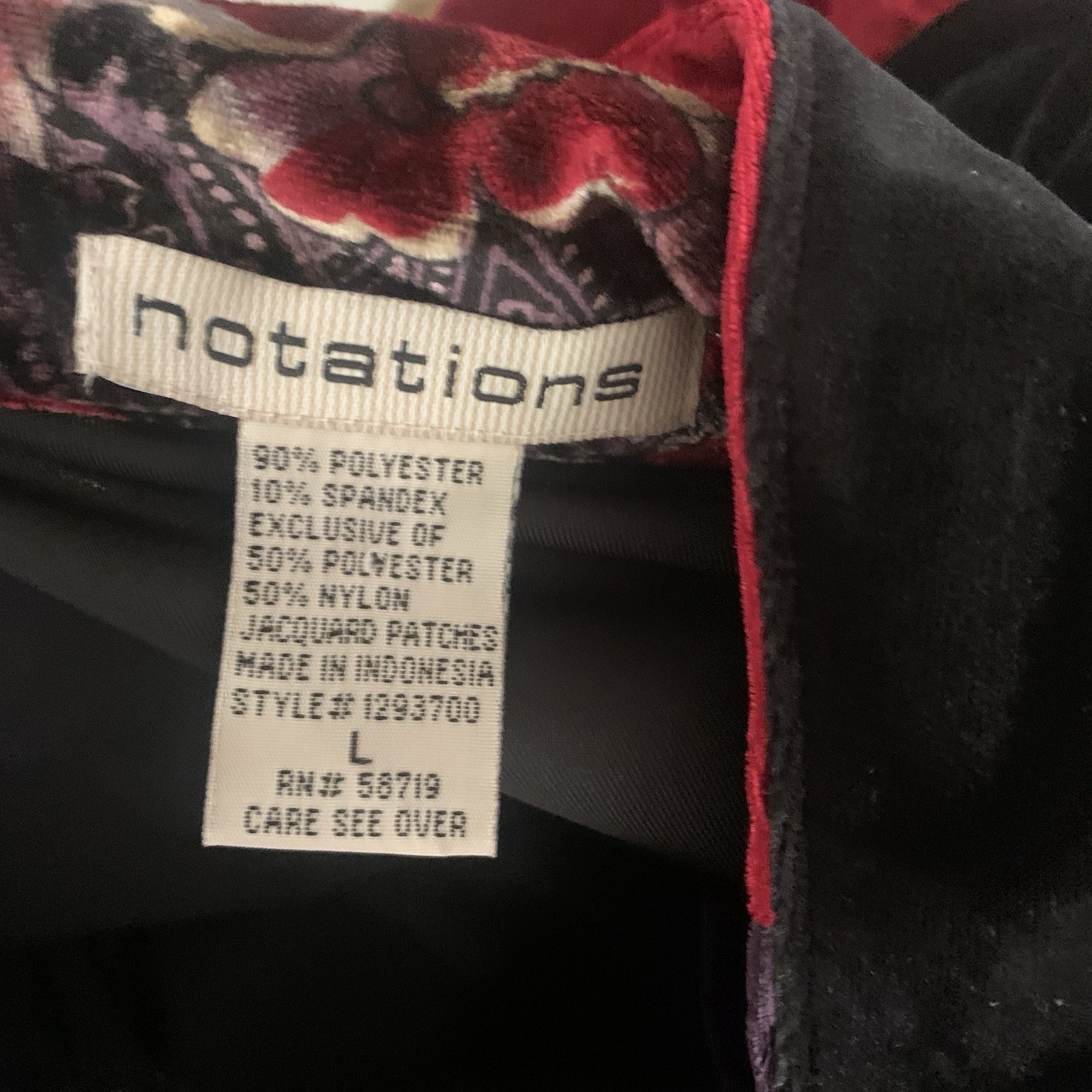 Notations Black Velvet Colorful Patchwork Large L… - image 6