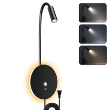 Wall Mounted Reading Light, Book Light for Reading with 3 Dimmable Color Temp...