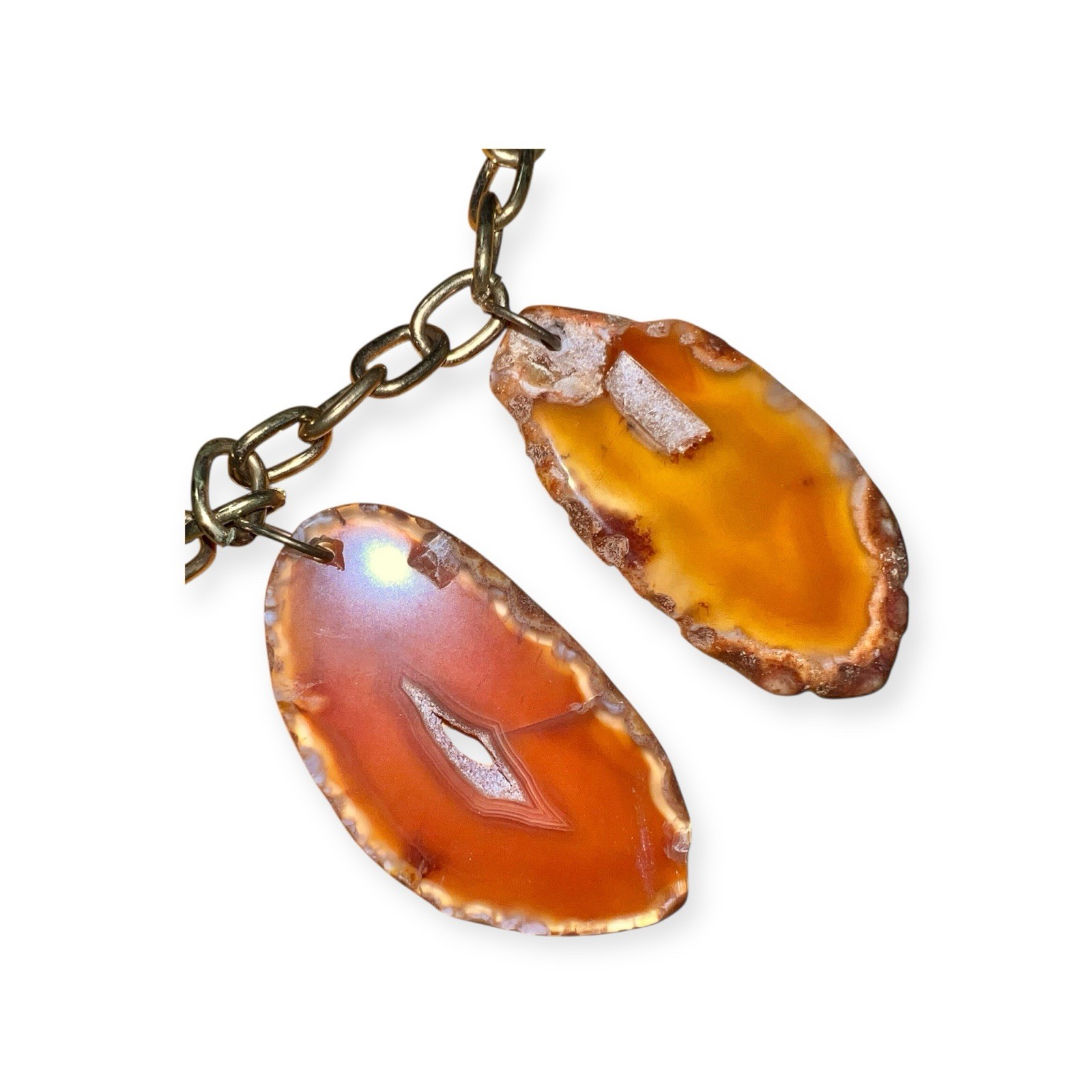 GEMSTONE STATEMENT NECKLACE AGATE QUARTZ GEODE FA… - image 23