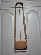 Jane Shilton Leather Crossbody Shoulder Bag Beige, Cream, Brown 6.5"x6" Small