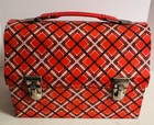 Vintage 1960 Red & White Plaid Metal Dome Lunchbox — photo 1