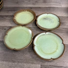 4 Frankoma Pottery Plainsman Prairie Green 6” Bread & Butter Plates 5E Scalloped