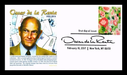 US COVER OSCAR DE LA RENTA FASHION DESIGNER FIRST DAY ISSUE PANDA CACHET