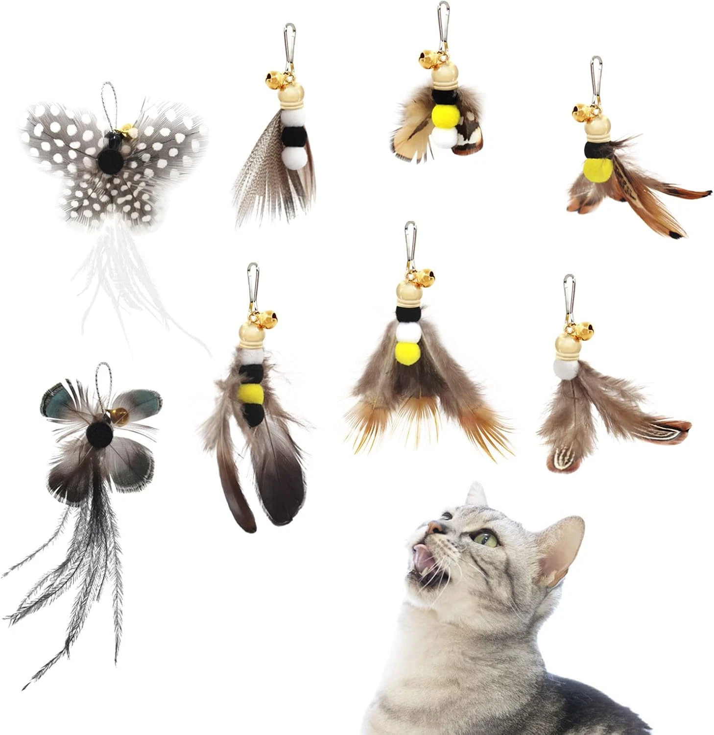 Cat Toy Wand Replacement - 8 Pieces Insect Cat Toys, Cat Feather Toy Refills, Ca
Opens in a new wind