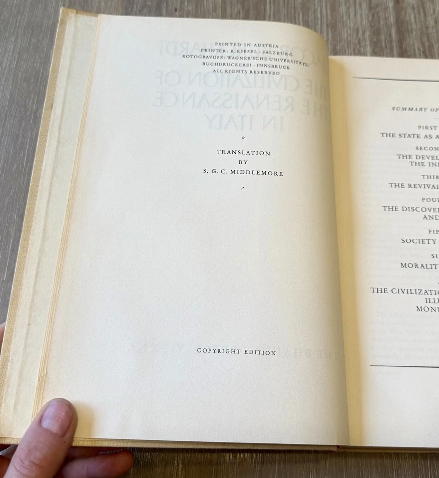 Civilization of Renaissance in Italy by Jacob Burckhardt 1944 HC/Austria Print - Image 4 of 4