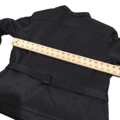 London Jean Black Fitted Casual Biker/Moto Style Jacket Stretch Waist Belt SMALL - Picture 18 of 21