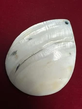 Large 3.1” Natural Mother-of-Pearl Shell Pendant Teardrop Shape Pre-Owned