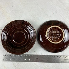 2 Vintage Marcrest Brown Stoneware 6 inch Saucers USA Rare Collectable Country