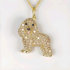 Gold Tone Cocker Spaniel Necklace 19"