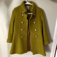 Dr.Jr. Girls Green Wool Blend Peacoat Coat Button Front Felt Mid-Length 4