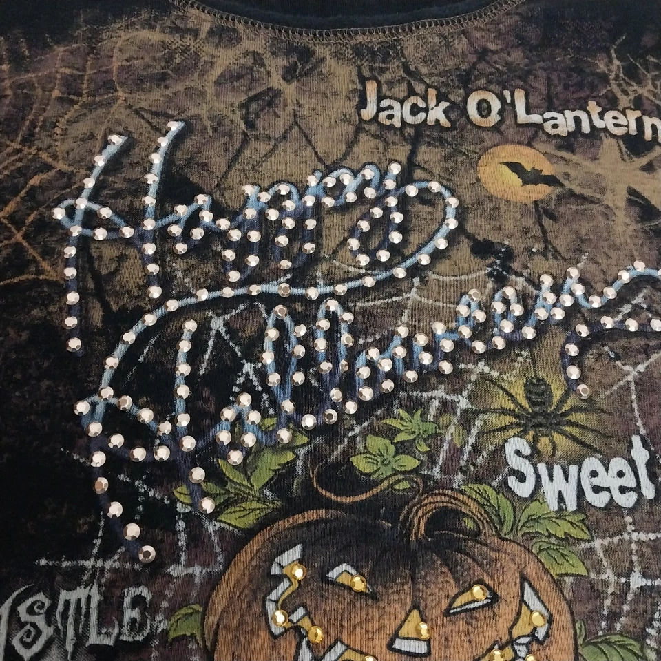 Camiseta vintage de Halloween de cactus para mujer grande gráfica Ghost Town doble cara Foto 3 de 4