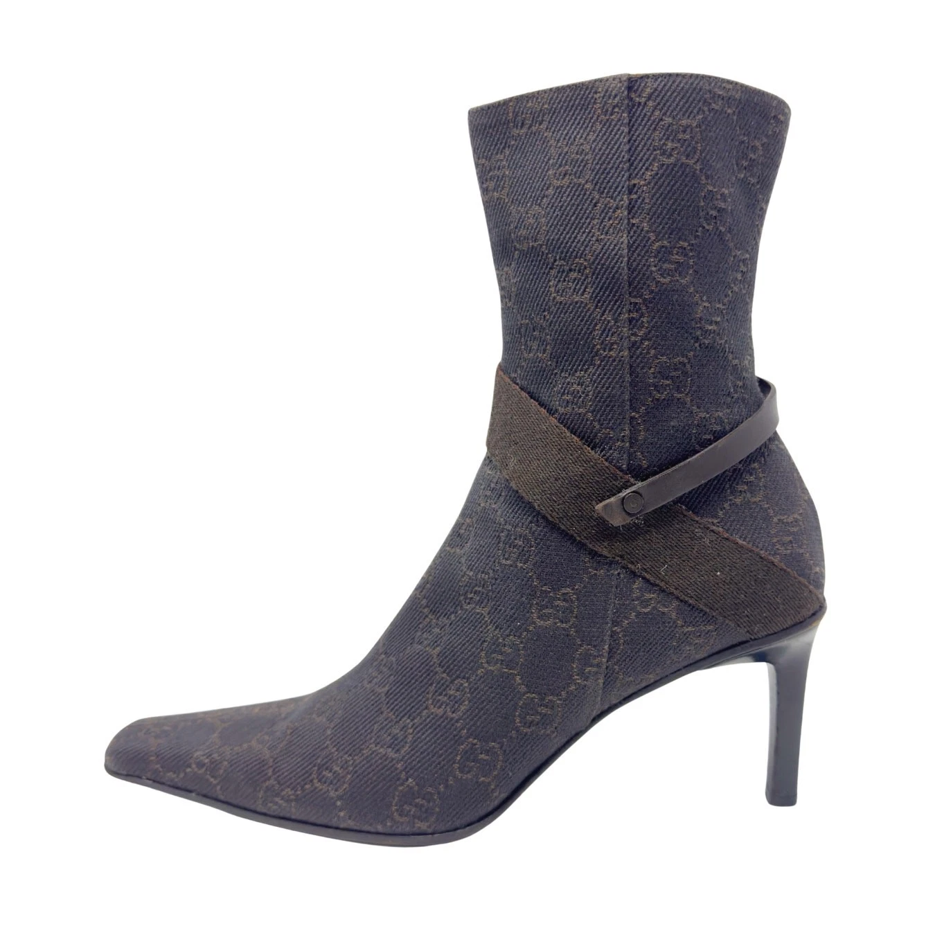 Bottines Gucci Boots GG Logo Monogramme Suprême Cuir Marron Chocolat EU 37