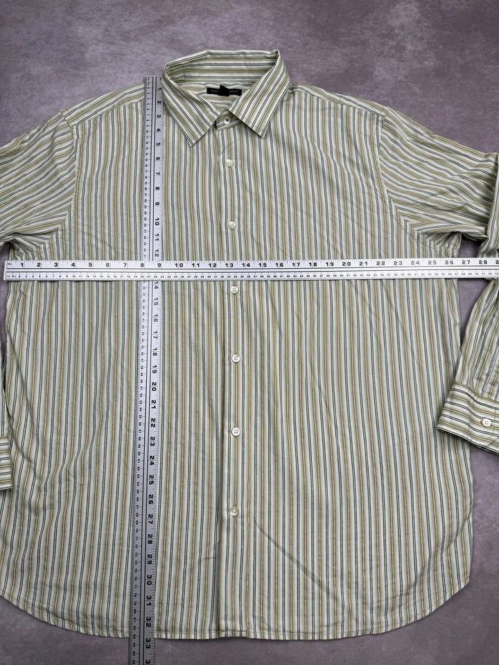 VTG Banana Republic Button Up Long Sleeve Shirt Mens 2XL Green Striped Hong Kong - Image 2 of 4