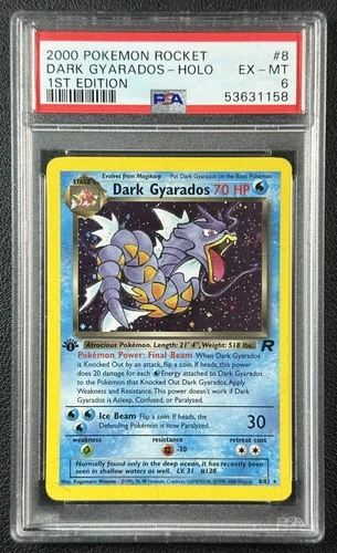 DARK GYARADOS PSA 6 2000 POKEMON TEAM ROCKET FIRST EDITION #8/82 HOLO 1158