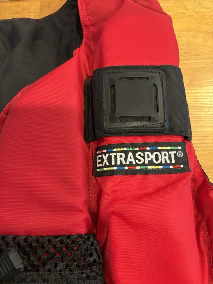 ExtraSport Life Vest Jacket. Adult Medium. Red. Chest 40-43”. Zip. Pocket. - Image 2 of 4