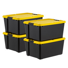 45 Qt Storage Bins With Lids Stackable Heavy Duty Plastic Tote 4 Pack