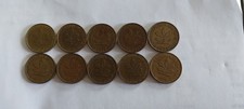 10 Pfennig Coin West Germany Lot of 10 1970 s Brass Clad Steel