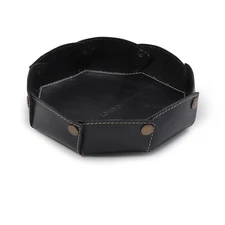 Londo Genuine Leather Round Tray Organizer - Practical Storage Box for Wallet...