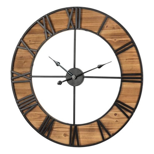 Glitzhome Wall Clock 29.92"x29.92"x1.57" Oversized Farmhouse Wooden+Metal Indoor - 第 1/4 張圖片